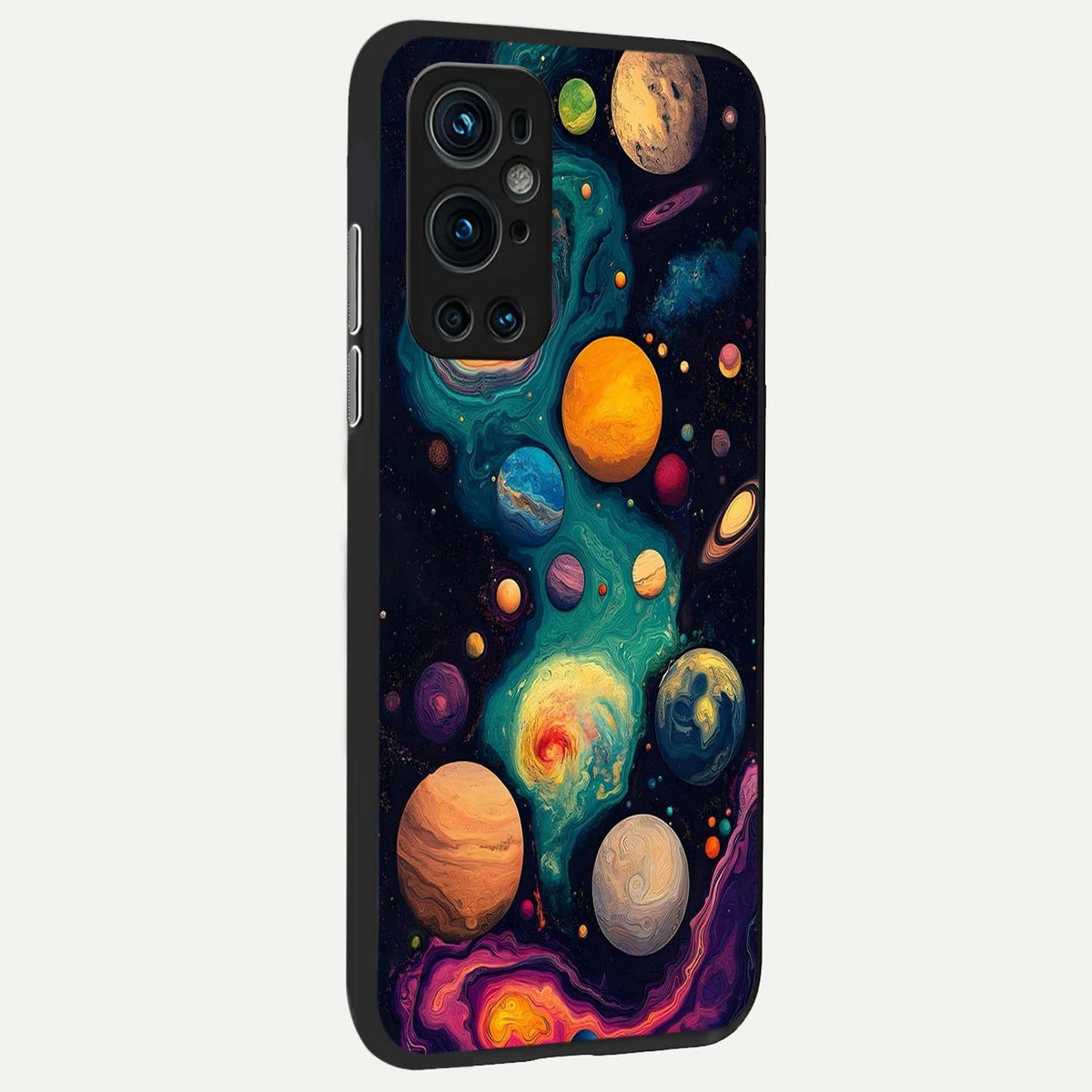 Cosmic Planet Journey back cover For OnePlus 9 Pro slim fit glass case with vibrant aesthetic design