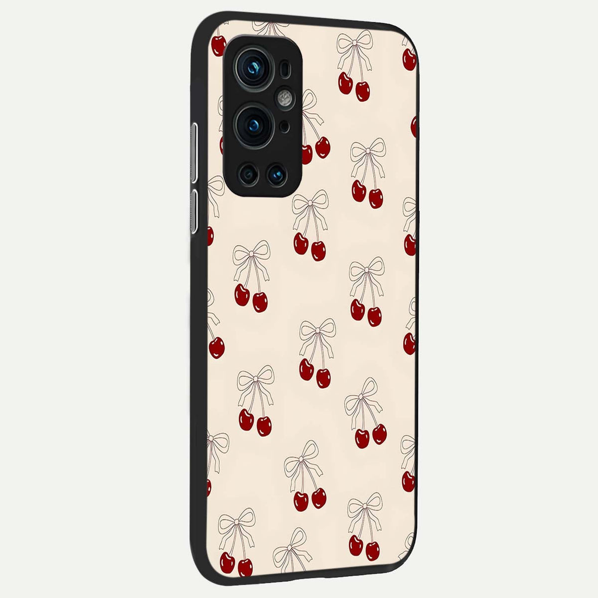 Cute Cherry Pattern back cover For OnePlus 9 Pro slim fit glass case with vibrant aesthetic design