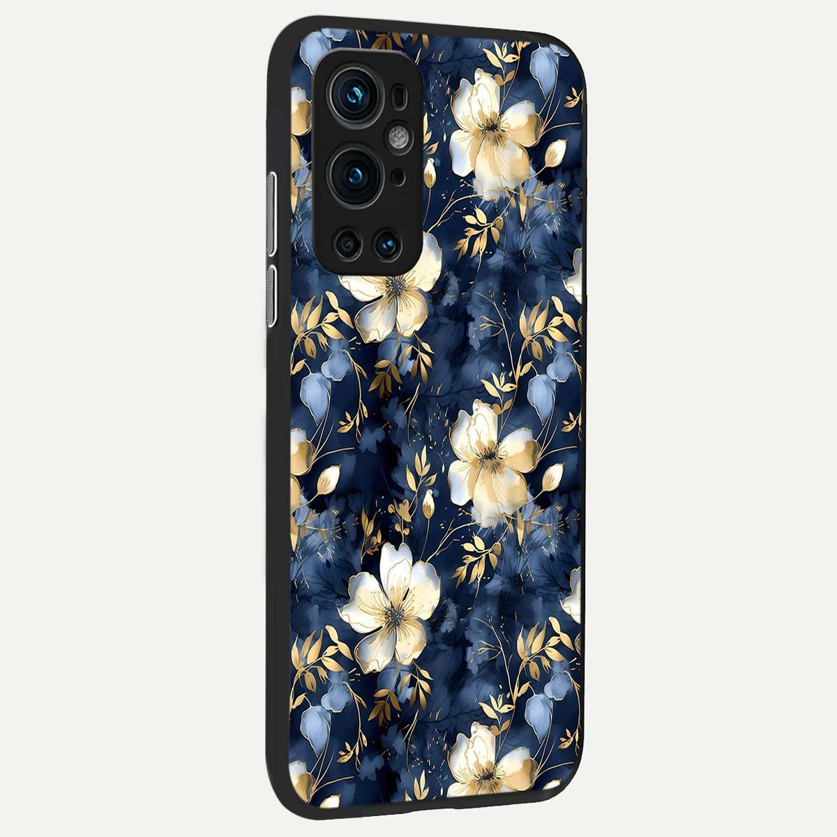 Golden Midnight Bloom back cover For OnePlus 9 Pro slim fit glass case with vibrant aesthetic design