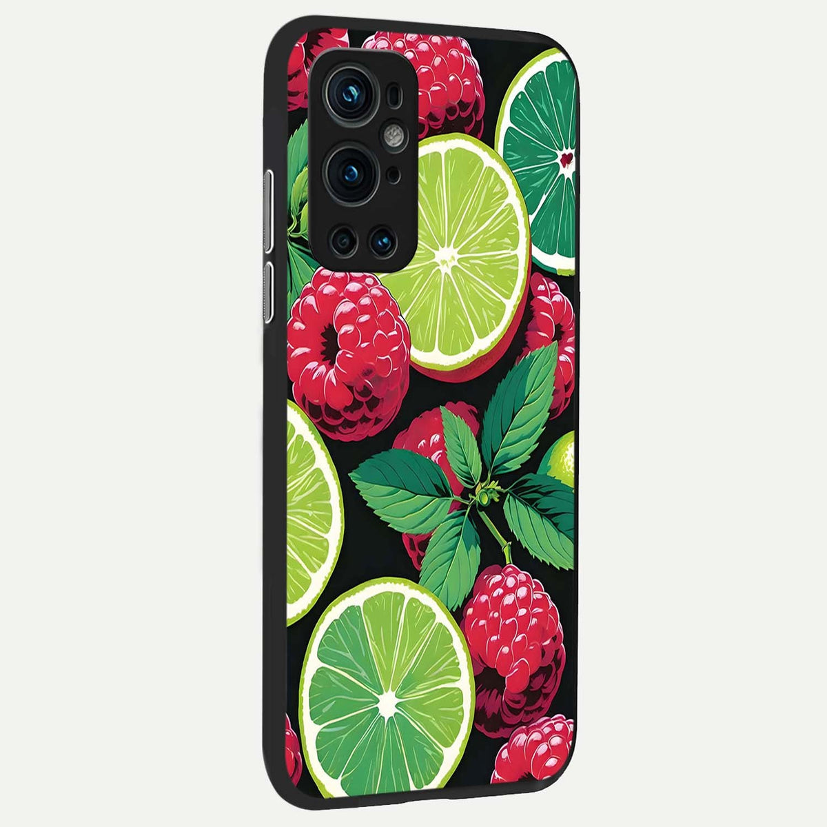 Lime and Raspberry Pattern back cover For OnePlus 9 Pro slim fit glass case with vibrant aesthetic design