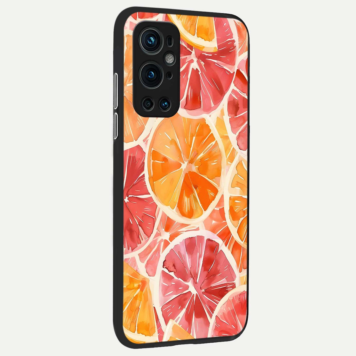 Orange Fruits Pattern back cover For OnePlus 9 Pro slim fit glass case with vibrant aesthetic design