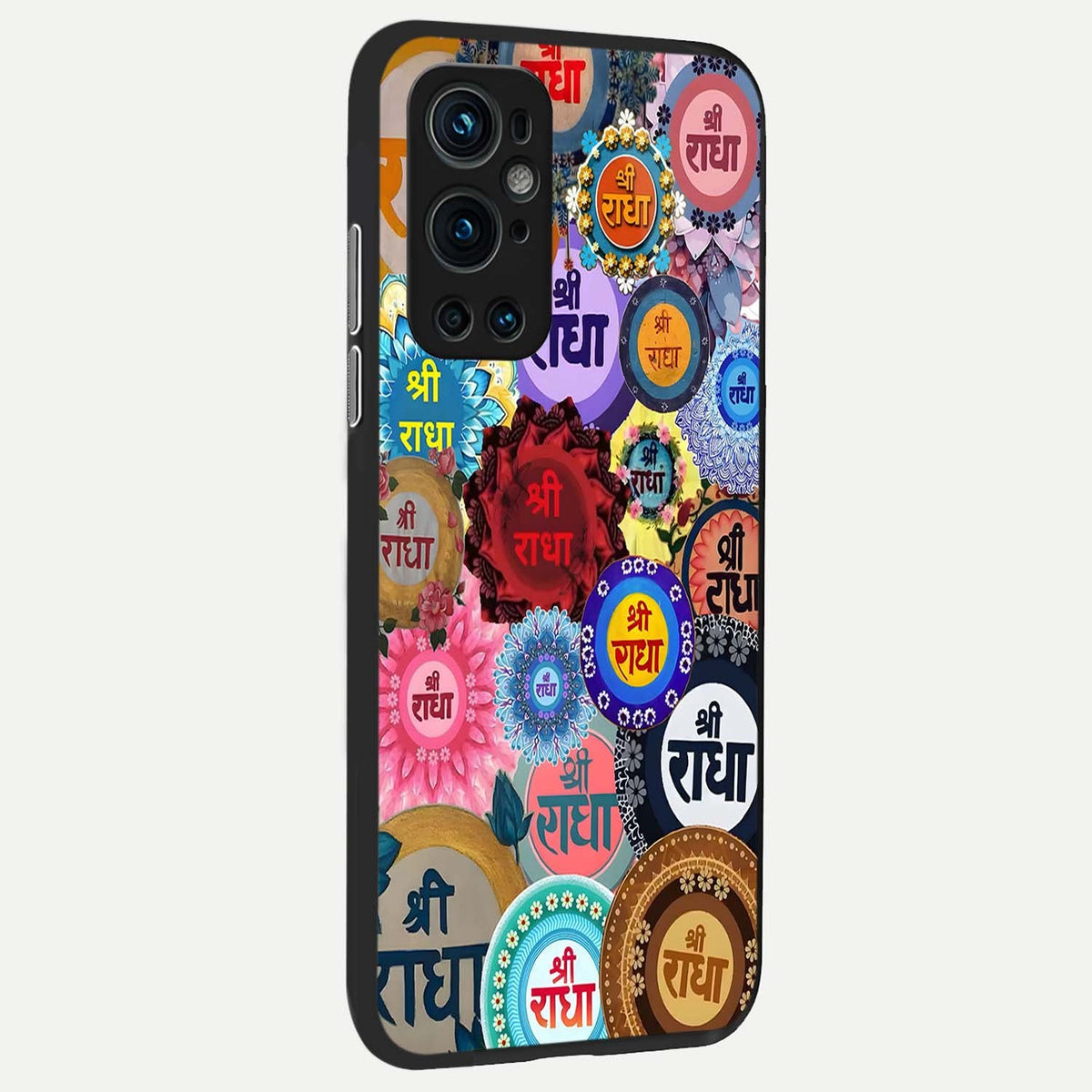 Radha Divine Bloom back cover For OnePlus 9 Pro slim fit glass case with vibrant aesthetic design