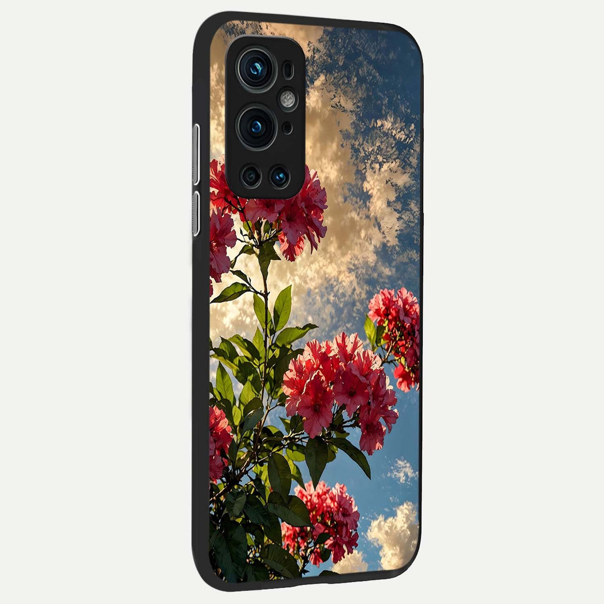 Red Bloom Skies back cover For OnePlus 9 Pro slim fit glass case with vibrant aesthetic design