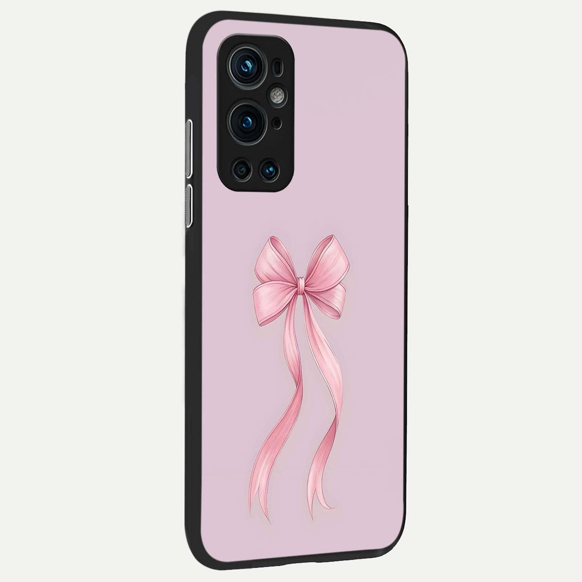 Soft Blush Bow back cover For OnePlus 9 Pro slim fit glass case with vibrant aesthetic design