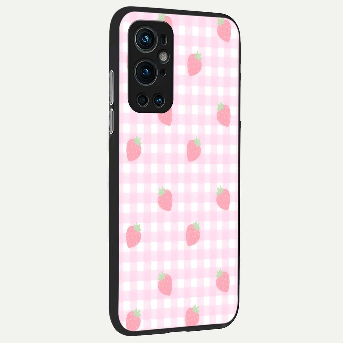 Strawberry Picnic Love back cover For OnePlus 9 Pro slim fit glass case with vibrant aesthetic design