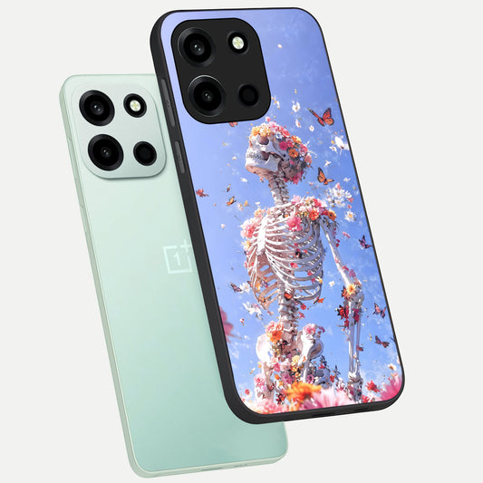 Bloom Beyond Bones phone case For Oneplus Nord 6 showing premium glass back cover with detailed artwork