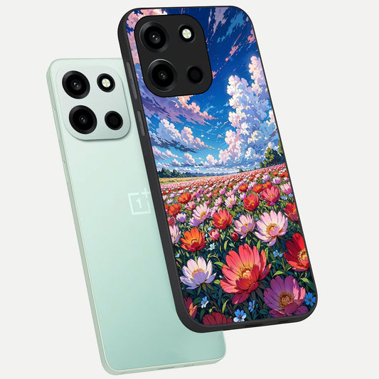 Blossom Sky Field phone case For Oneplus Nord 6 showing premium glass back cover with detailed artwork