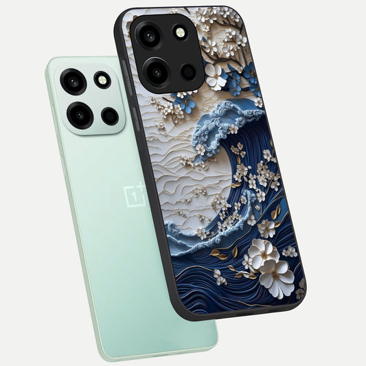 Blossom Wave Art phone case For Oneplus Nord 6 showing premium glass back cover with detailed artwork