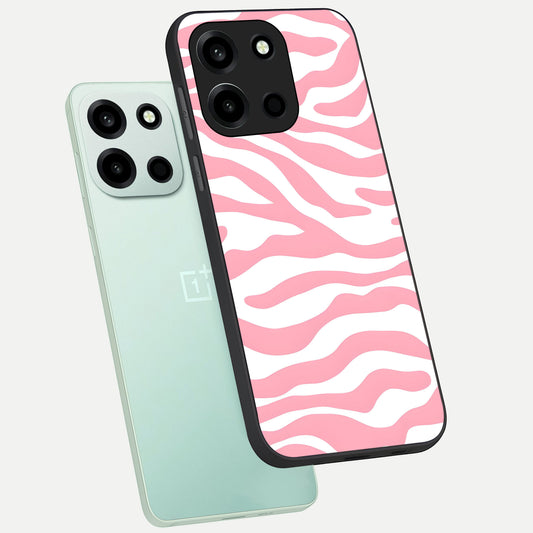 Blush Zebra Flow phone case For Oneplus Nord 6 showing premium glass back cover with detailed artwork