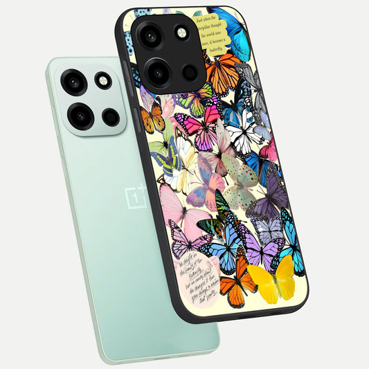 Butterflies Petal Dream phone case For Oneplus Nord 6 showing premium glass back cover with detailed artwork