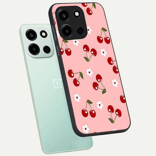 Cherry Love Mood phone case For Oneplus Nord 6 showing premium glass back cover with detailed artwork