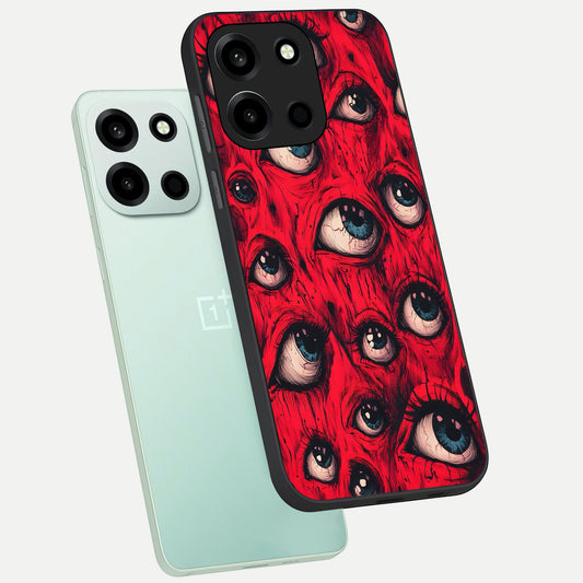 Crimson Watch Eyes phone case For Oneplus Nord 6 showing premium glass back cover with detailed artwork