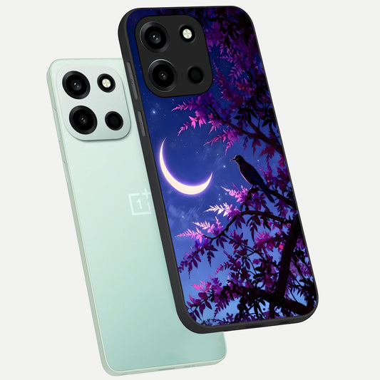 Crow And Moon Scenery phone case For Oneplus Nord 6 showing premium glass back cover with detailed artwork