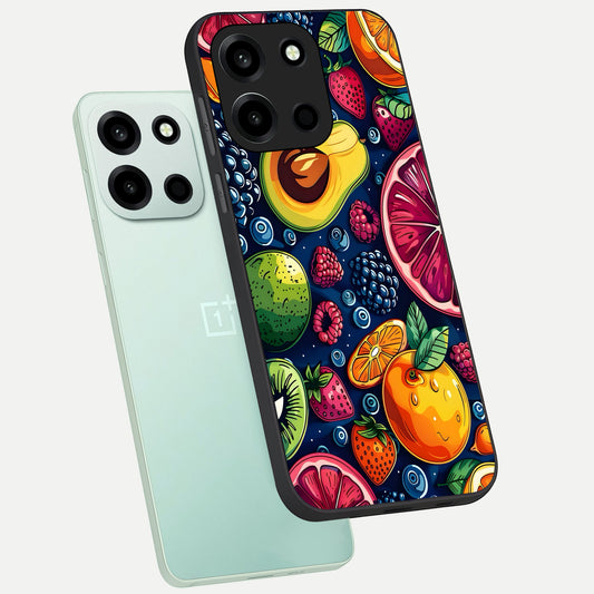 Cute Fruits Art phone case For Oneplus Nord 6 showing premium glass back cover with detailed artwork