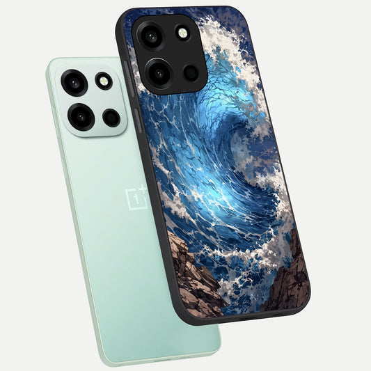 Giant Ocean Wave phone case For Oneplus Nord 6 showing premium glass back cover with detailed artwork