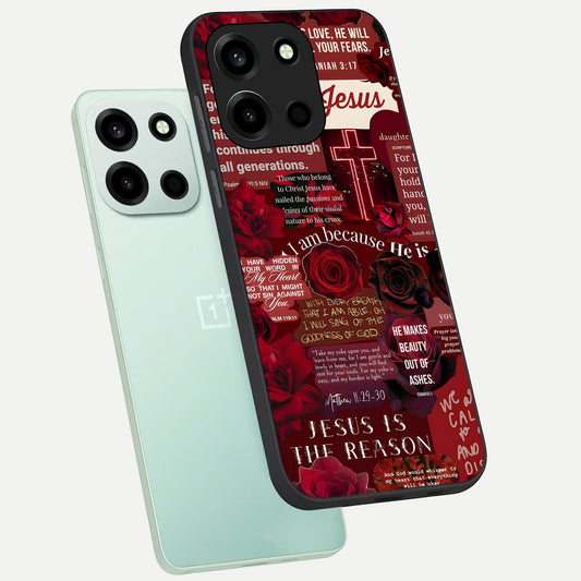 Jesus Love Heals phone case For Oneplus Nord 6 showing premium glass back cover with detailed artwork