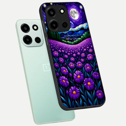 Lavender Moon Field phone case For Oneplus Nord 6 showing premium glass back cover with detailed artwork