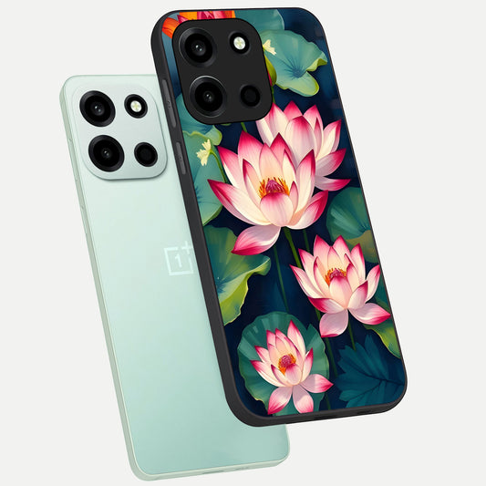 Lotus Dream Serenity phone case For Oneplus Nord 6 showing premium glass back cover with detailed artwork