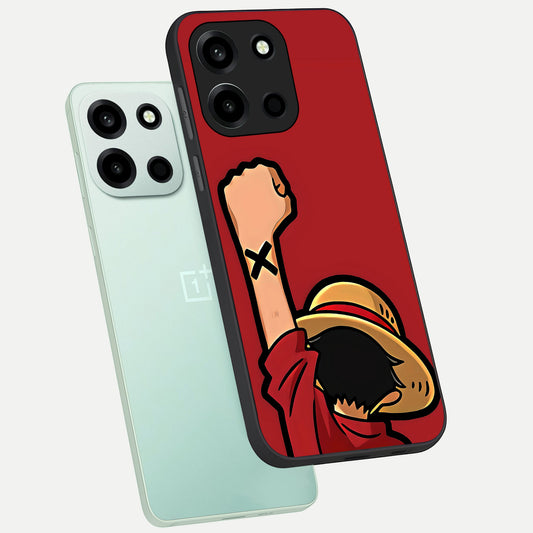 Luffy X Spirit phone case For Oneplus Nord 6 showing premium glass back cover with detailed artwork