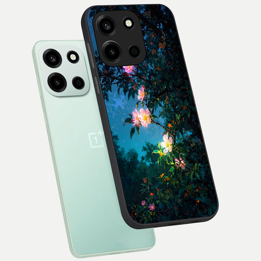Midnight Bloom Glow phone case For Oneplus Nord 6 showing premium glass back cover with detailed artwork