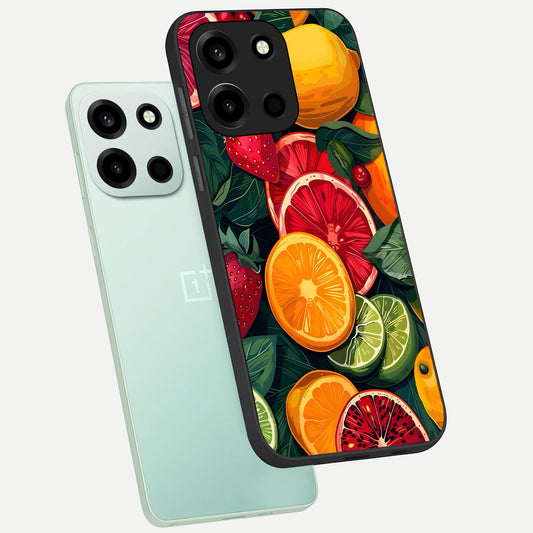 Multiple Fruits phone case For Oneplus Nord 6 showing premium glass back cover with detailed artwork