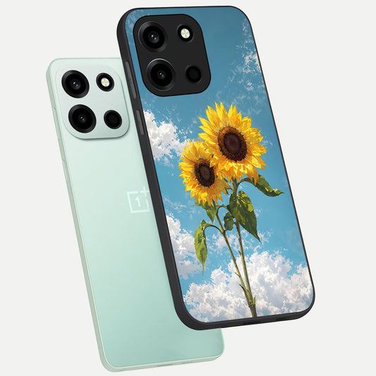 Sunlit Daisy Glow phone case For Oneplus Nord 6 showing premium glass back cover with detailed artwork