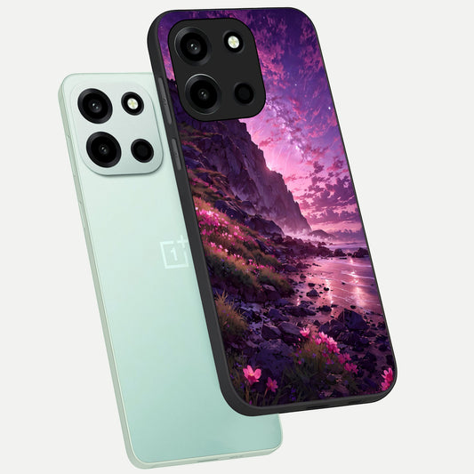 Twilight Blossom Coast phone case For Oneplus Nord 6 showing premium glass back cover with detailed artwork