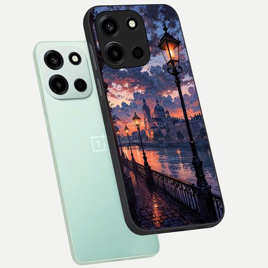 Twilight River Lights phone case For Oneplus Nord 6 showing premium glass back cover with detailed artwork