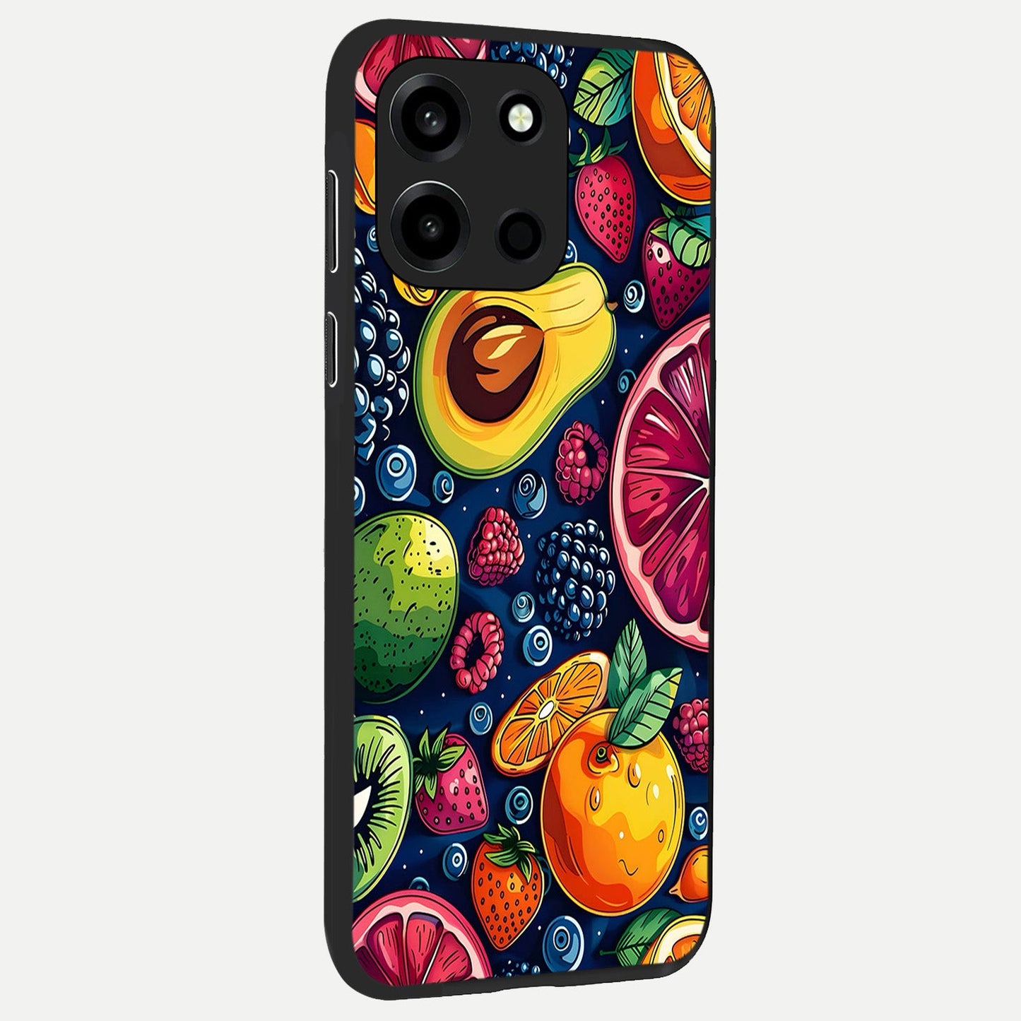 Cute Fruits Art back cover For Oneplus Nord 6 slim fit glass case with vibrant aesthetic design