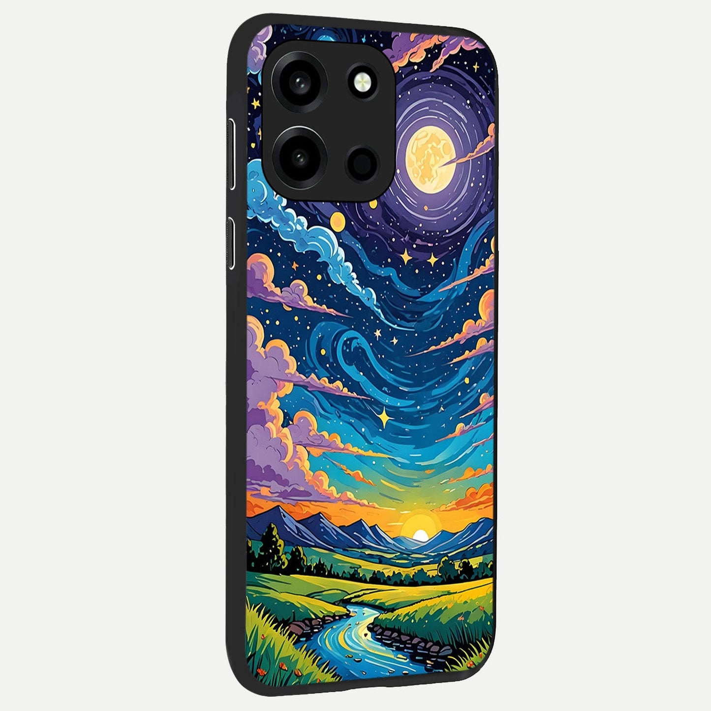 Dreamy Night Landscape back cover For Oneplus Nord 6 slim fit glass case with vibrant aesthetic design