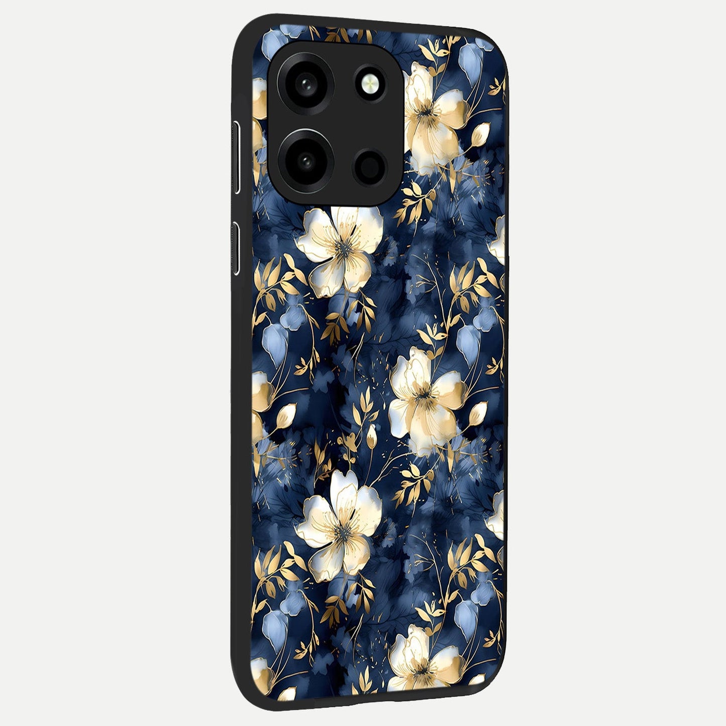 Golden Midnight Bloom back cover For Oneplus Nord 6 slim fit glass case with vibrant aesthetic design
