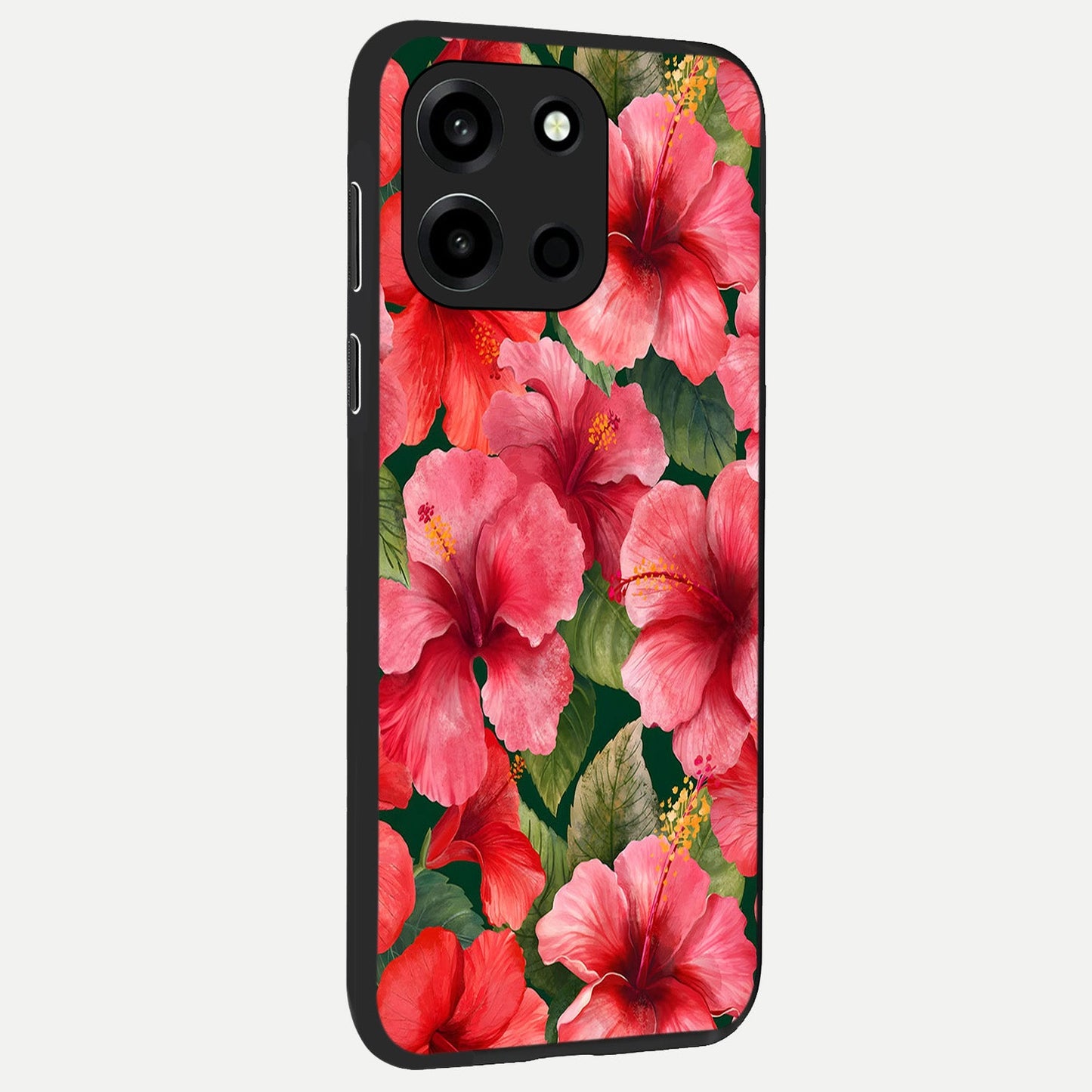 Hibiscus Pattern back cover For Oneplus Nord 6 slim fit glass case with vibrant aesthetic design