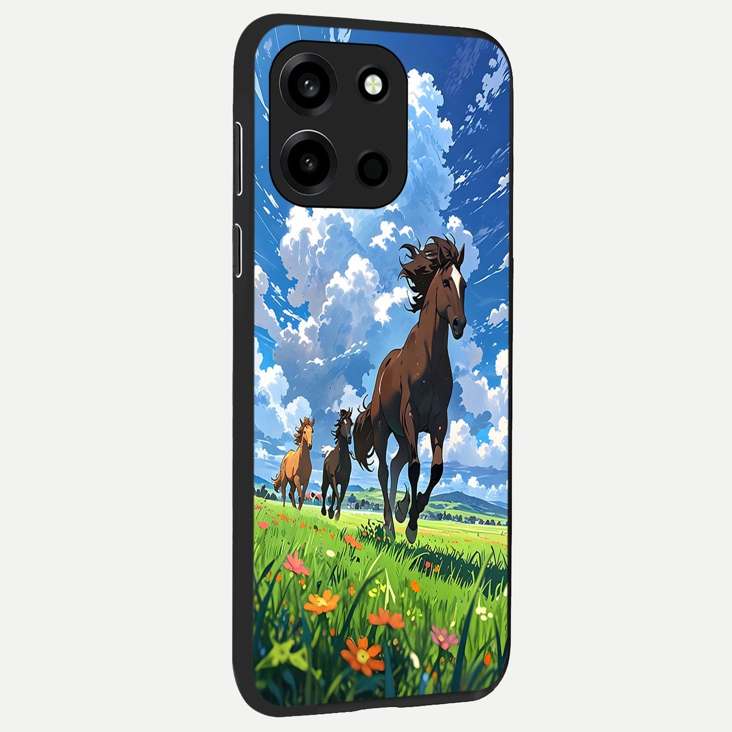 Majestic Horses Galloping back cover For Oneplus Nord 6 slim fit glass case with vibrant aesthetic design