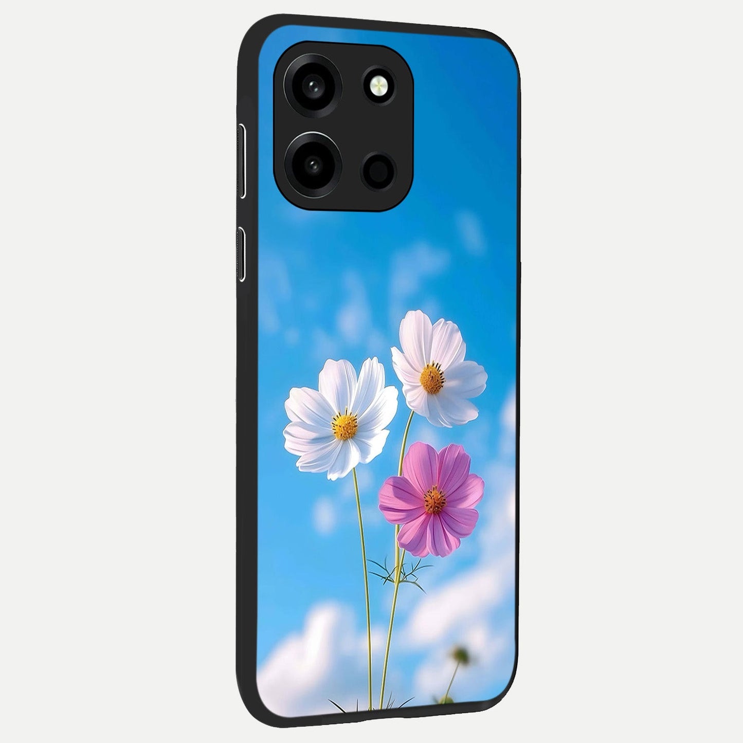 Tripple Flowers With Sky back cover For Oneplus Nord 6 slim fit glass case with vibrant aesthetic design