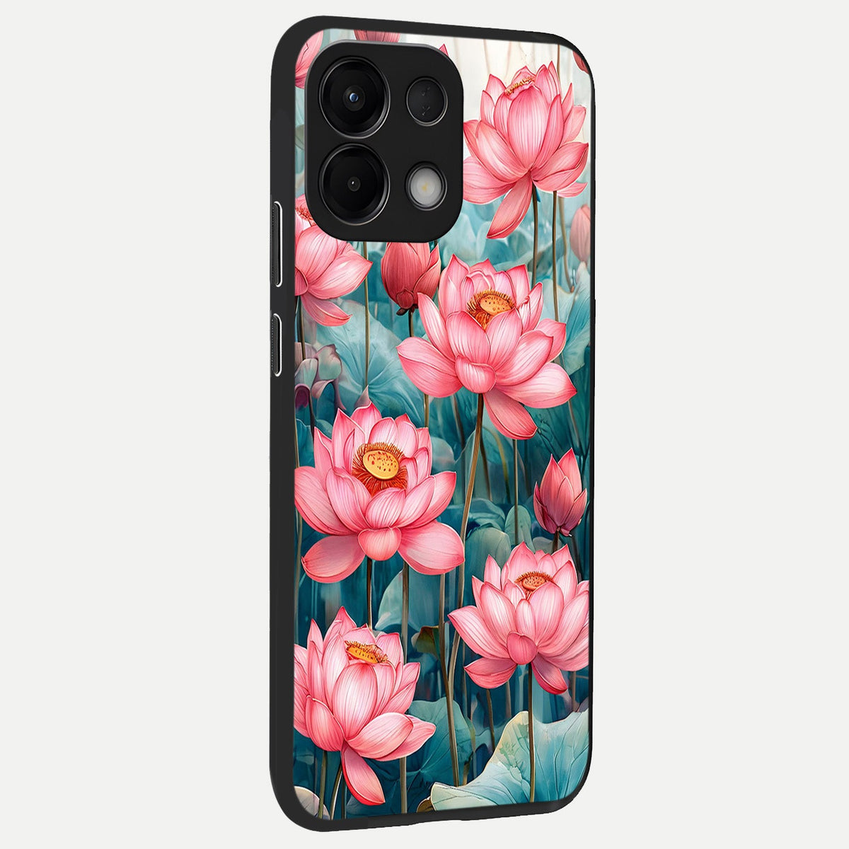Celestial Pink Lotus back cover For Oppo K13 5G slim fit glass case with vibrant aesthetic design