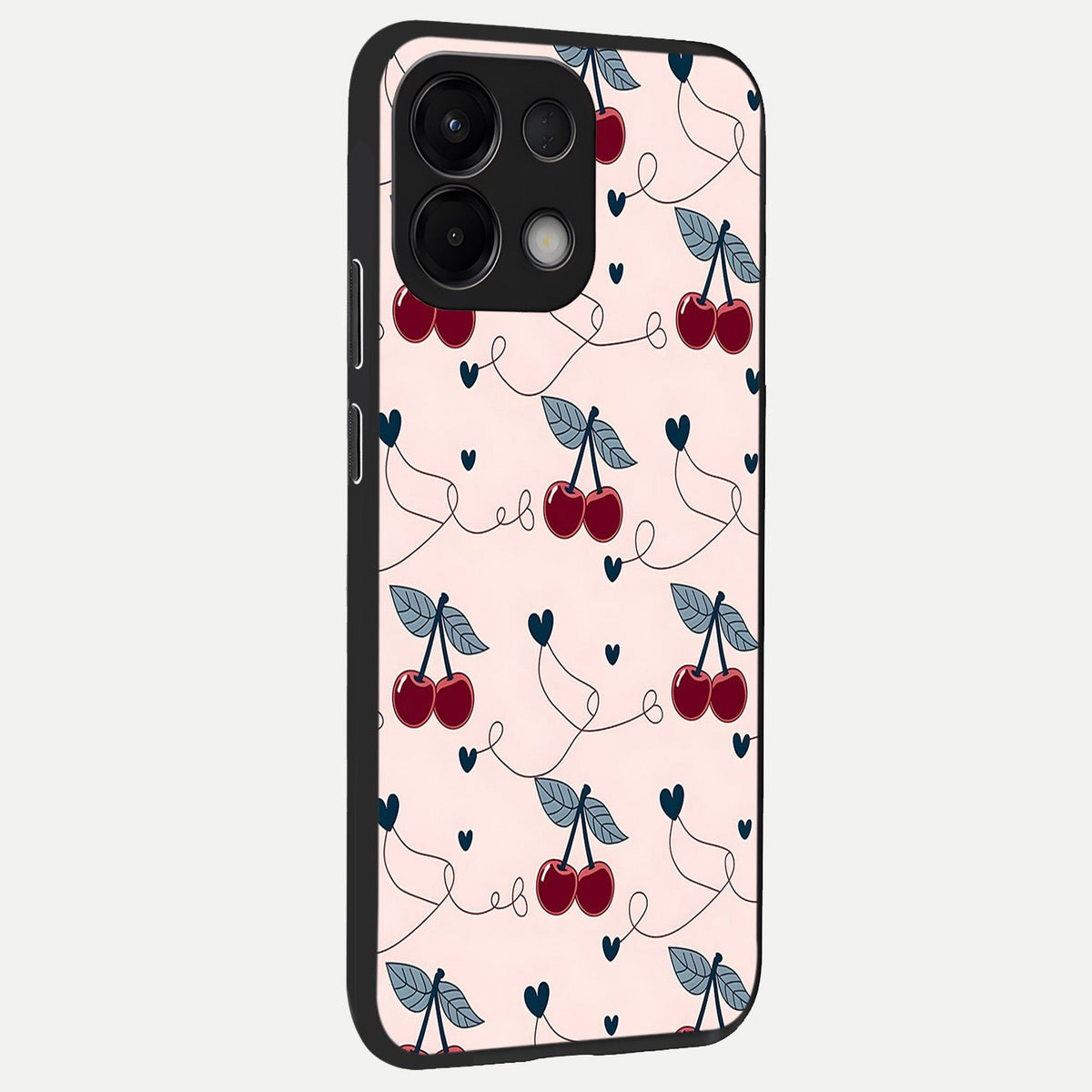 Cherry Heart Line back cover For Oppo K13 5G slim fit glass case with vibrant aesthetic design