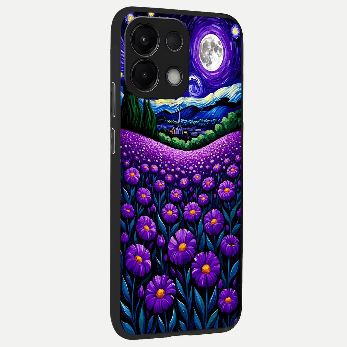 Lavender Moon Field back cover For Oppo K13 5G slim fit glass case with vibrant aesthetic design