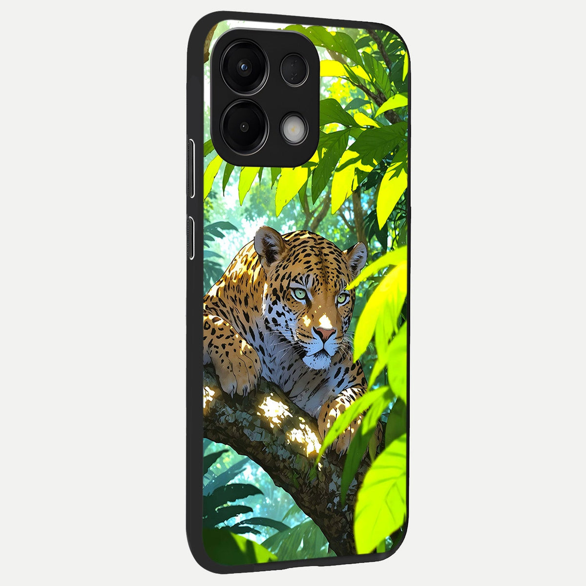 Leopard in Jungle back cover For Oppo K13 5G slim fit glass case with vibrant aesthetic design