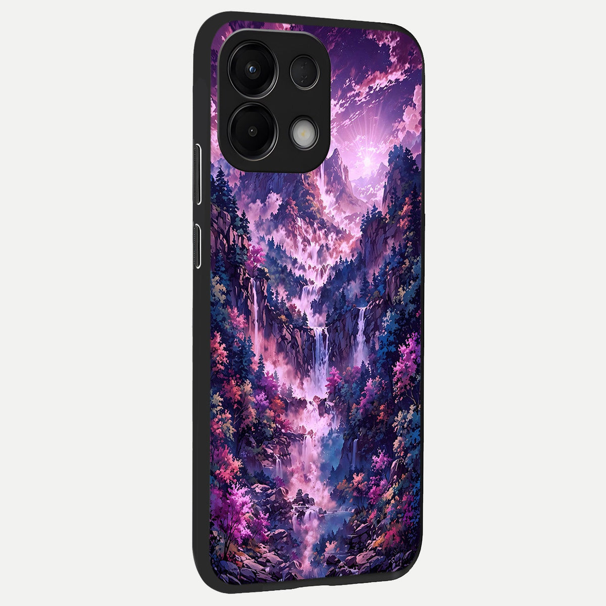 Mystic Cascade Peaks back cover For Oppo K13 5G slim fit glass case with vibrant aesthetic design
