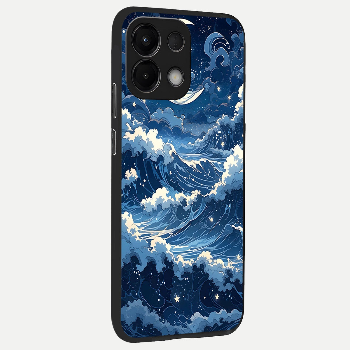 Ocean Moon Waves back cover For Oppo K13 5G slim fit glass case with vibrant aesthetic design