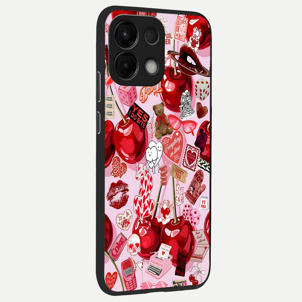 Sweet Cherry Chaos back cover For Oppo K13 5G slim fit glass case with vibrant aesthetic design