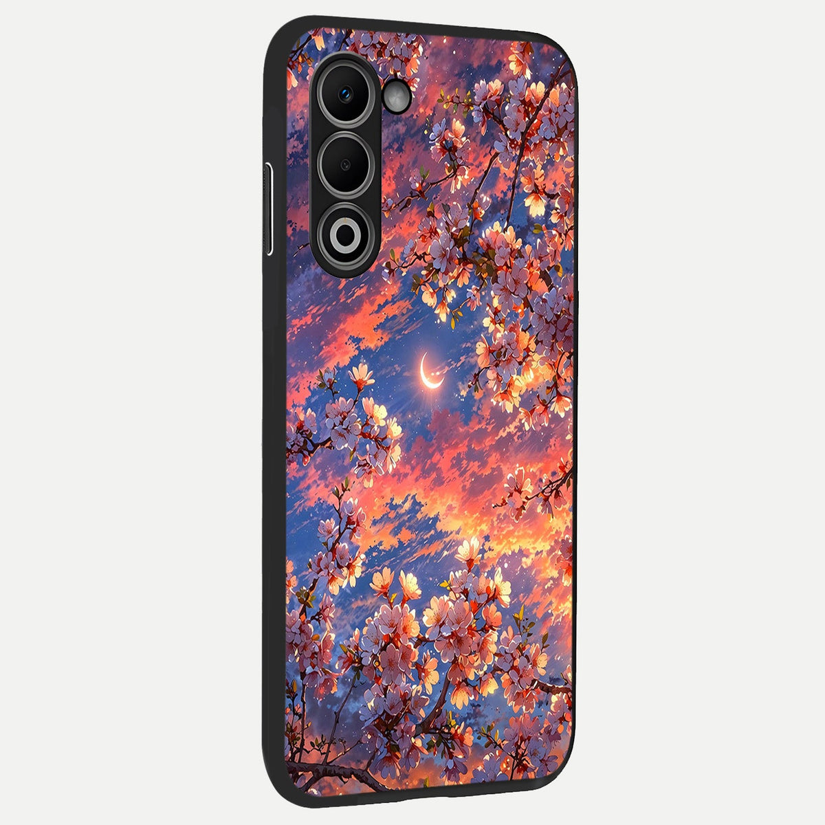 Celestial Sakura Sunset back cover For Oppo A5 5G slim fit glass case with vibrant aesthetic design