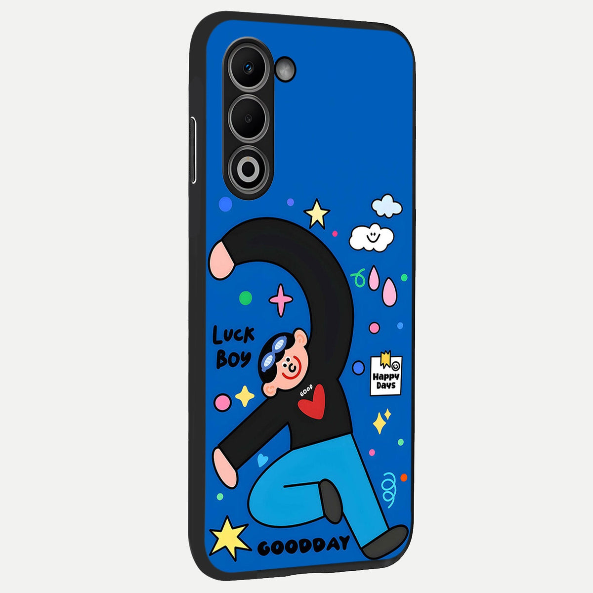 Happy Luck Vibe back cover For Oppo A5 5G slim fit glass case with vibrant aesthetic design