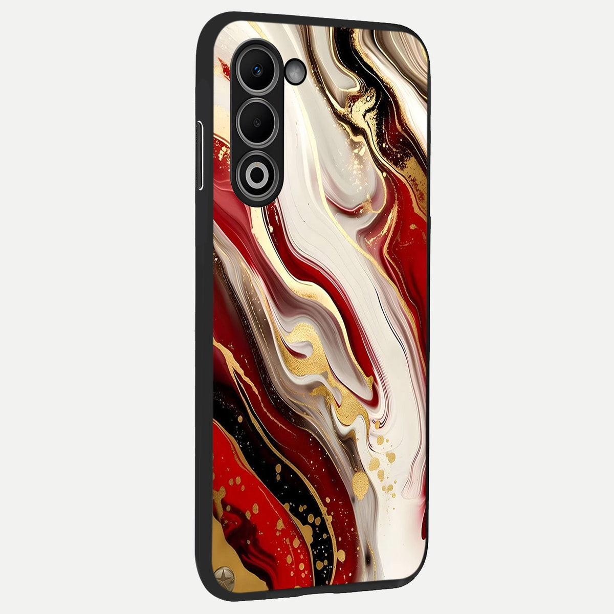 Red And White Marble back cover For Oppo A5 5G slim fit glass case with vibrant aesthetic design