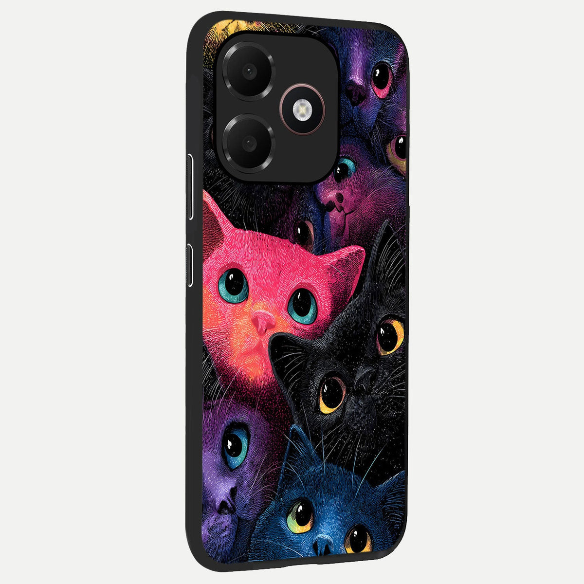 Cosmic Cats Dreams back cover For Oppo A6C 5G slim fit glass case with vibrant aesthetic design