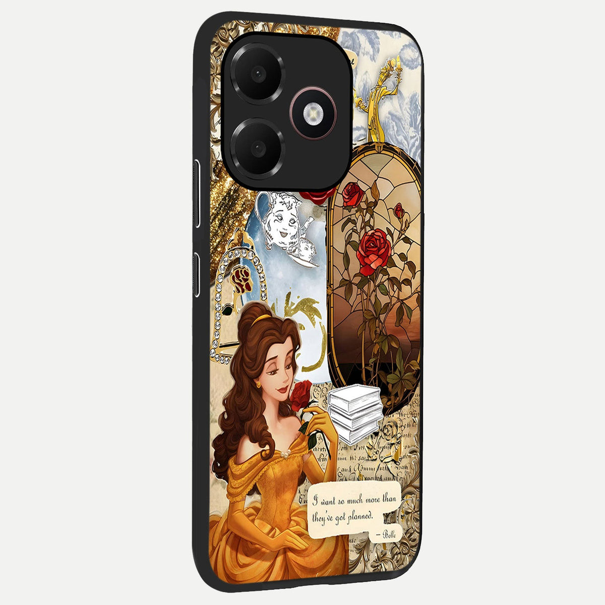 Golden Dream Belle back cover For Oppo A6C 5G slim fit glass case with vibrant aesthetic design
