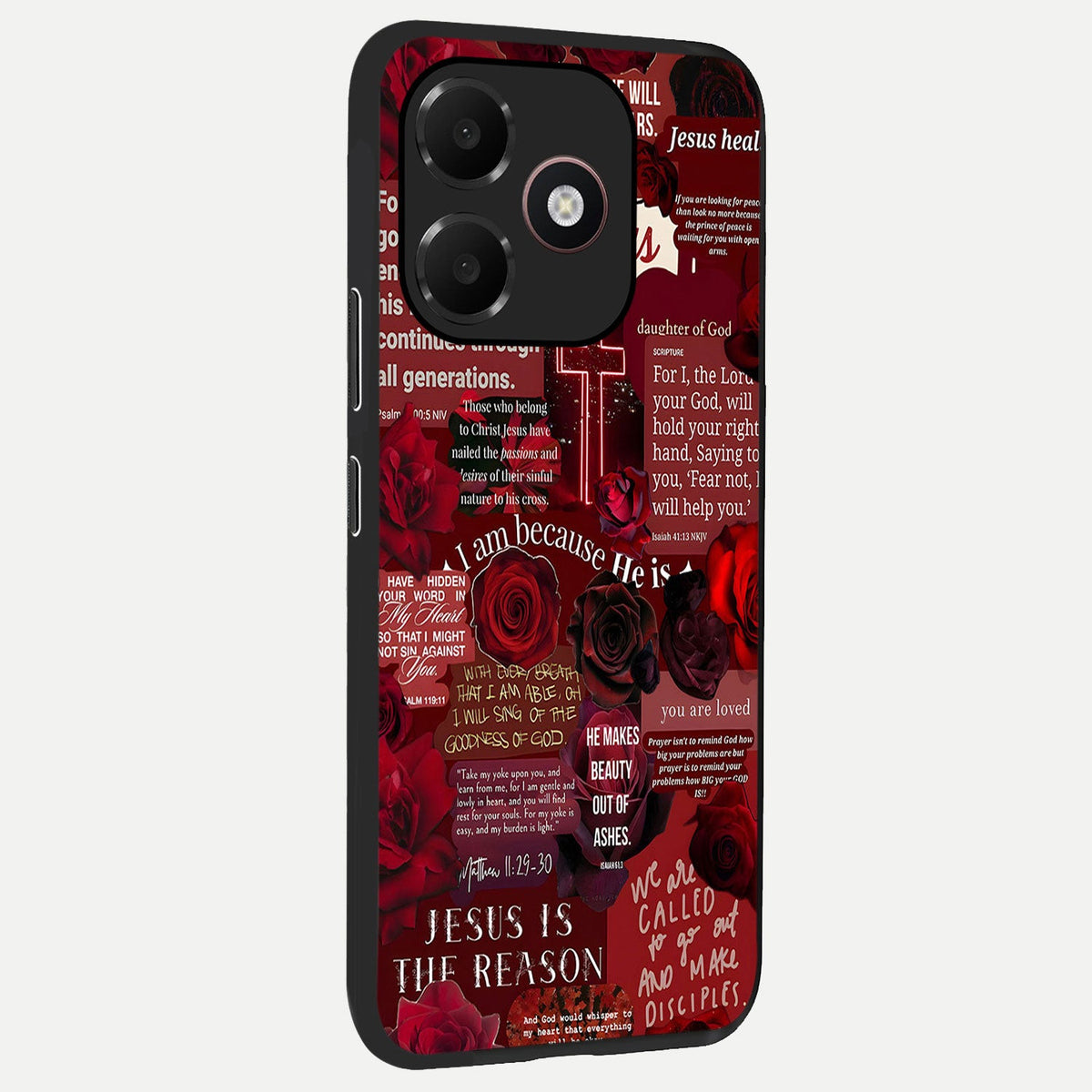 Jesus Love Heals back cover For Oppo A6C 5G slim fit glass case with vibrant aesthetic design