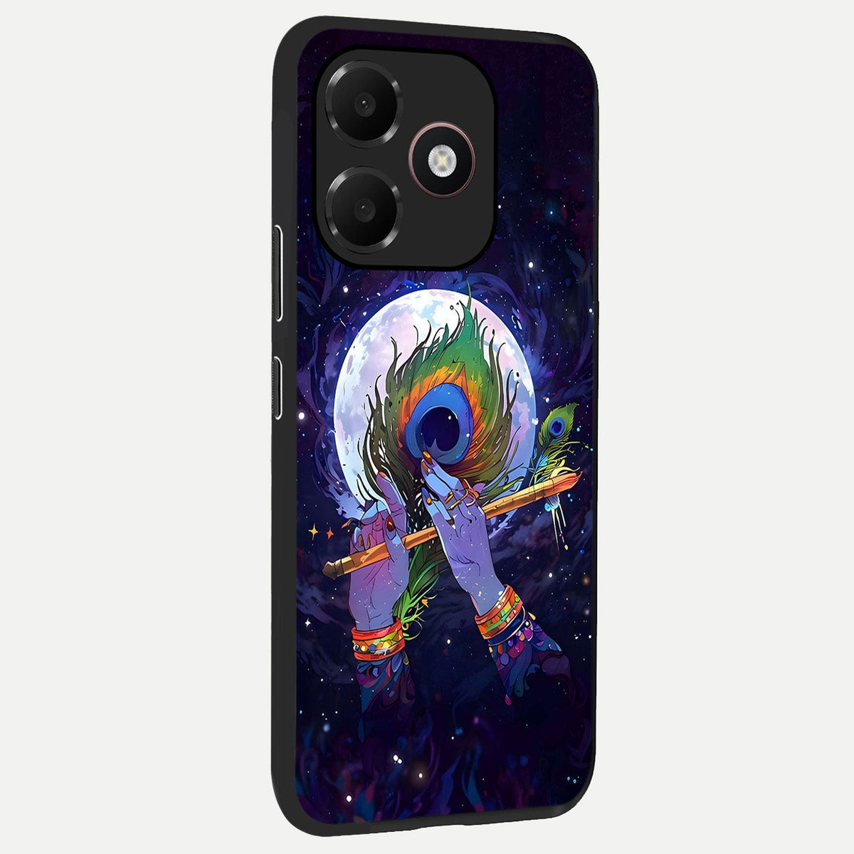 Krishna Hands Art back cover For Oppo A6C 5G slim fit glass case with vibrant aesthetic design