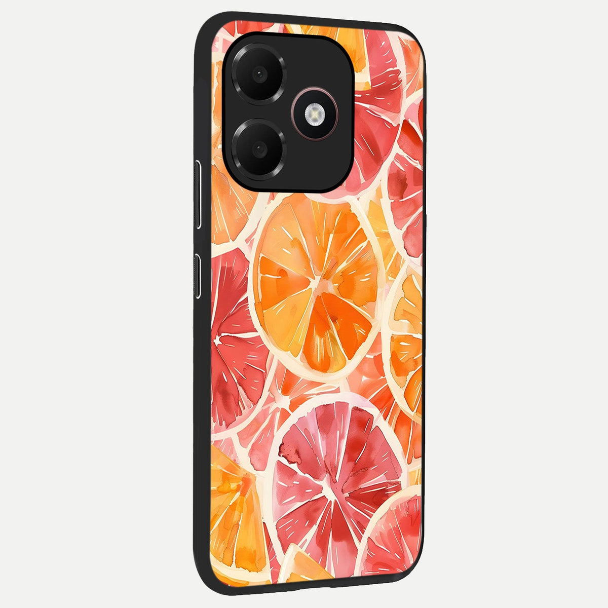 Orange Fruits Pattern back cover For Oppo A6C 5G slim fit glass case with vibrant aesthetic design