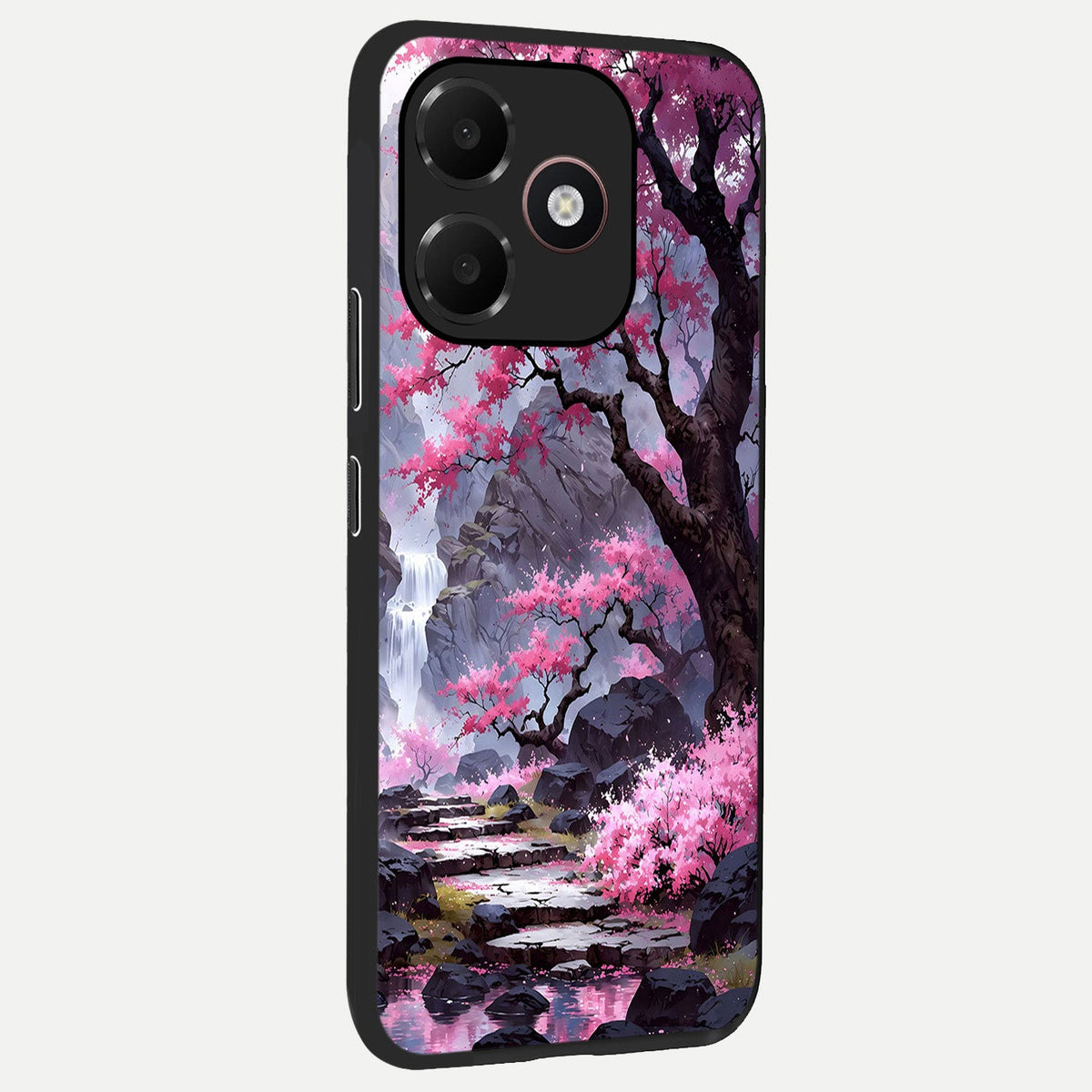 Pink Sunflower Glow back cover For Oppo A6C 5G slim fit glass case with vibrant aesthetic design